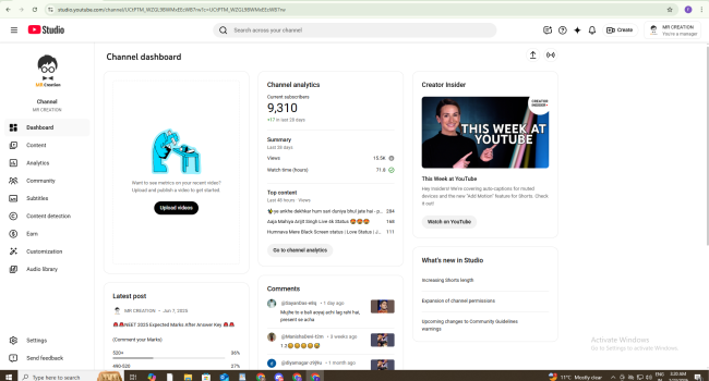 YouTube channel MR CREATION